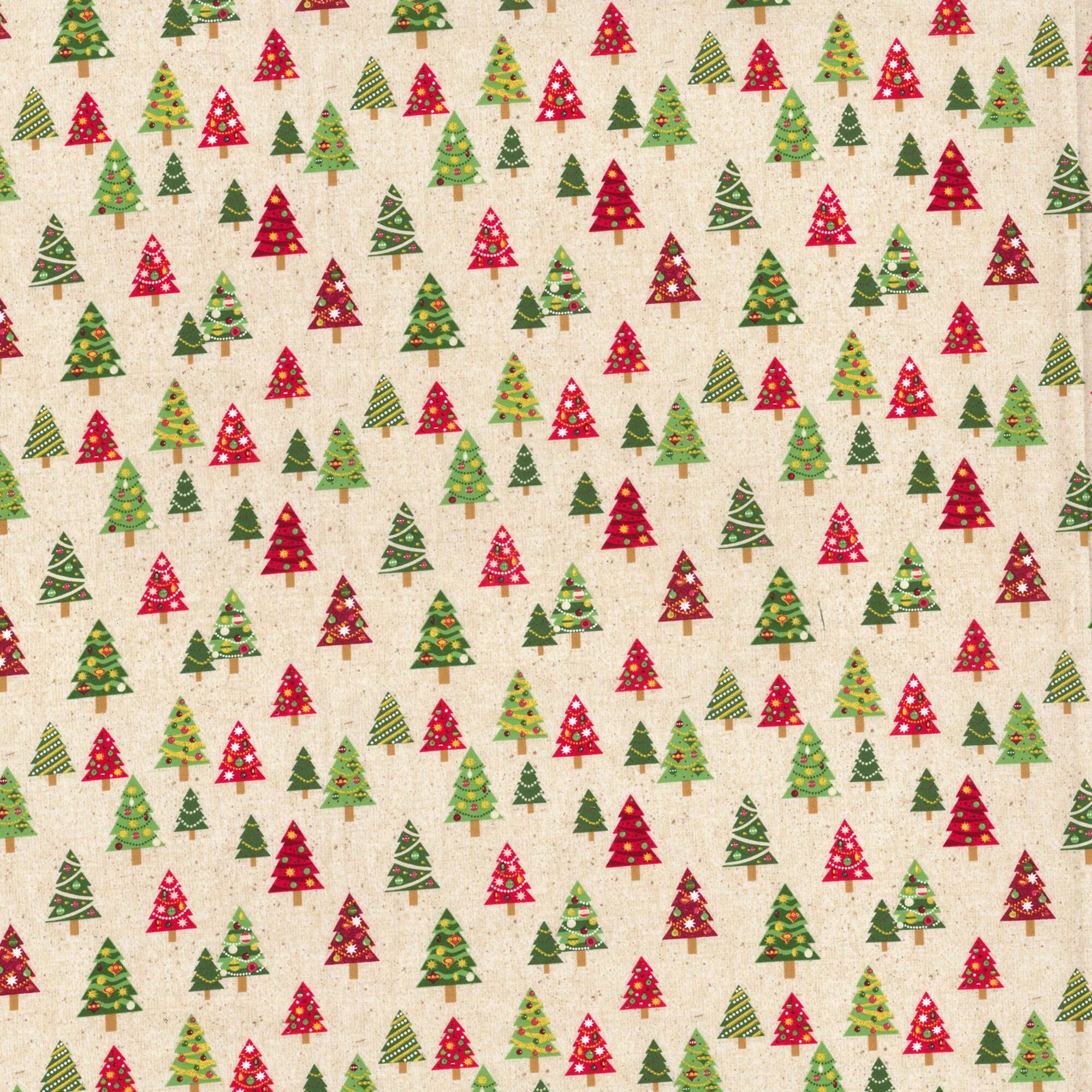 Fabric Traditions Christmas Trees Natural Glitter Cotton Fabric